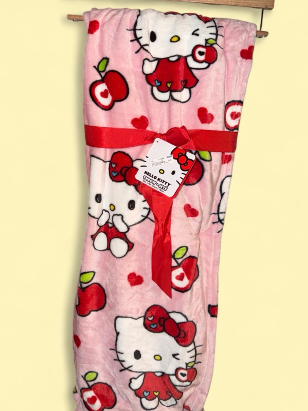 Hello Kitty Pink Apple Plush Blanket